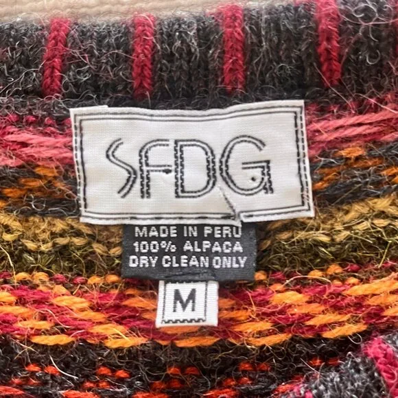 SFDG 100% Alapaca Colorful Cardigan Size M - Picture 5 of 7